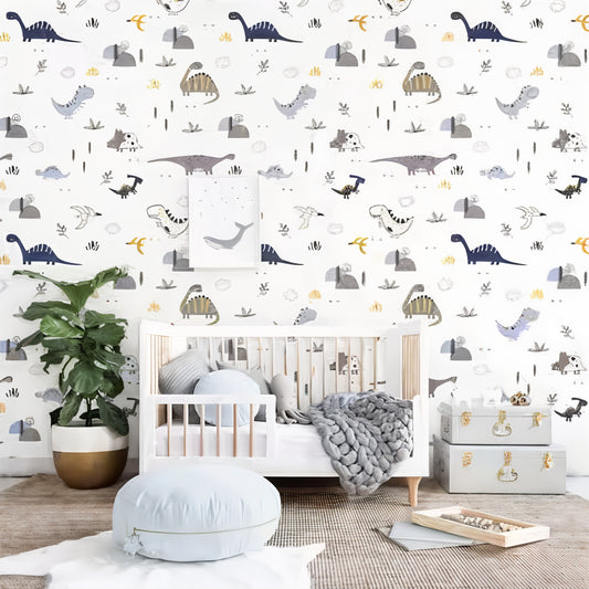 Papier Peint Dinosaure Fond Blanc