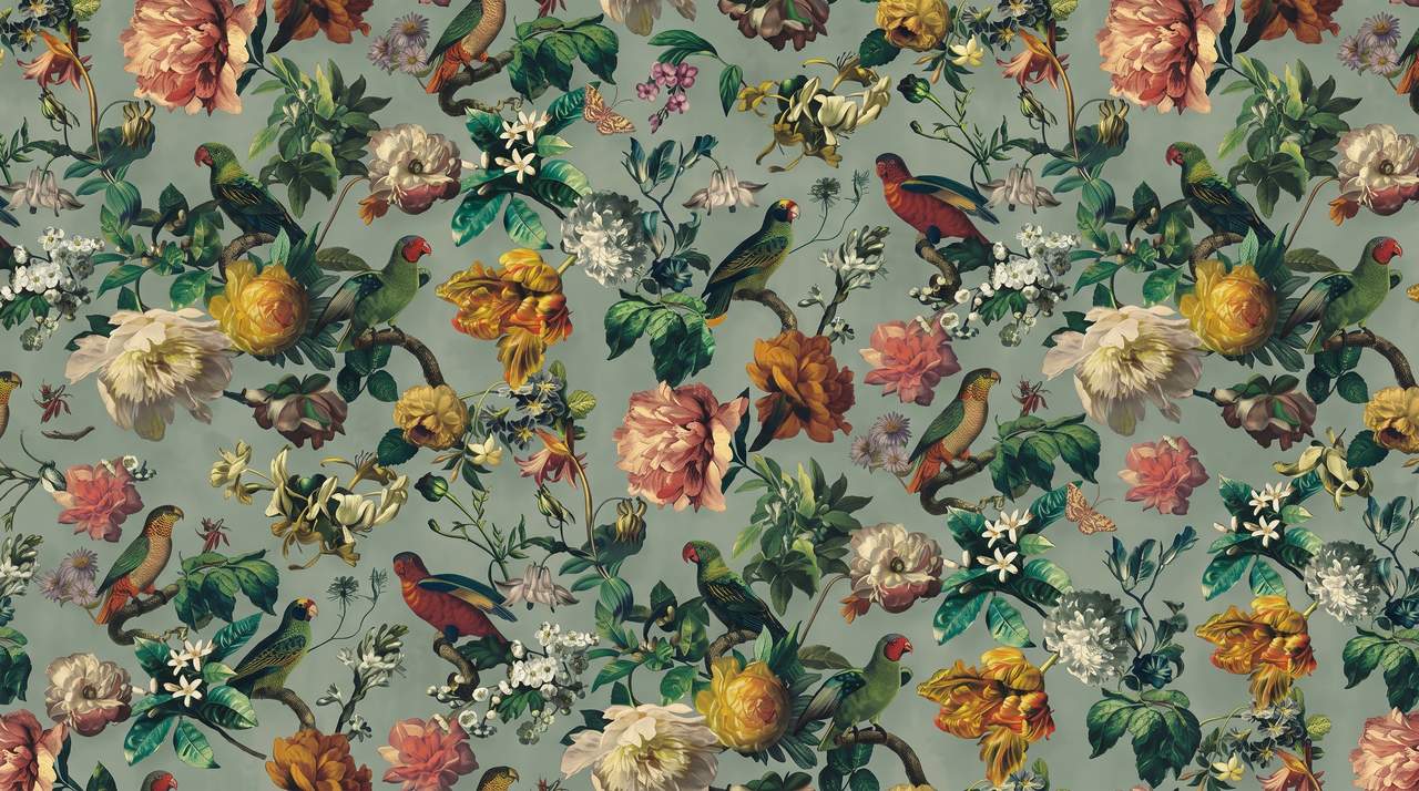 papier-peint-anglais-perroquet-motif