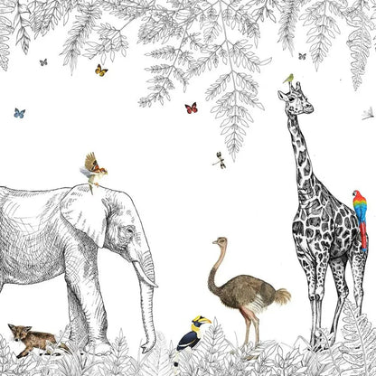 Papier Peint Animaux Savane Noir et Blanc