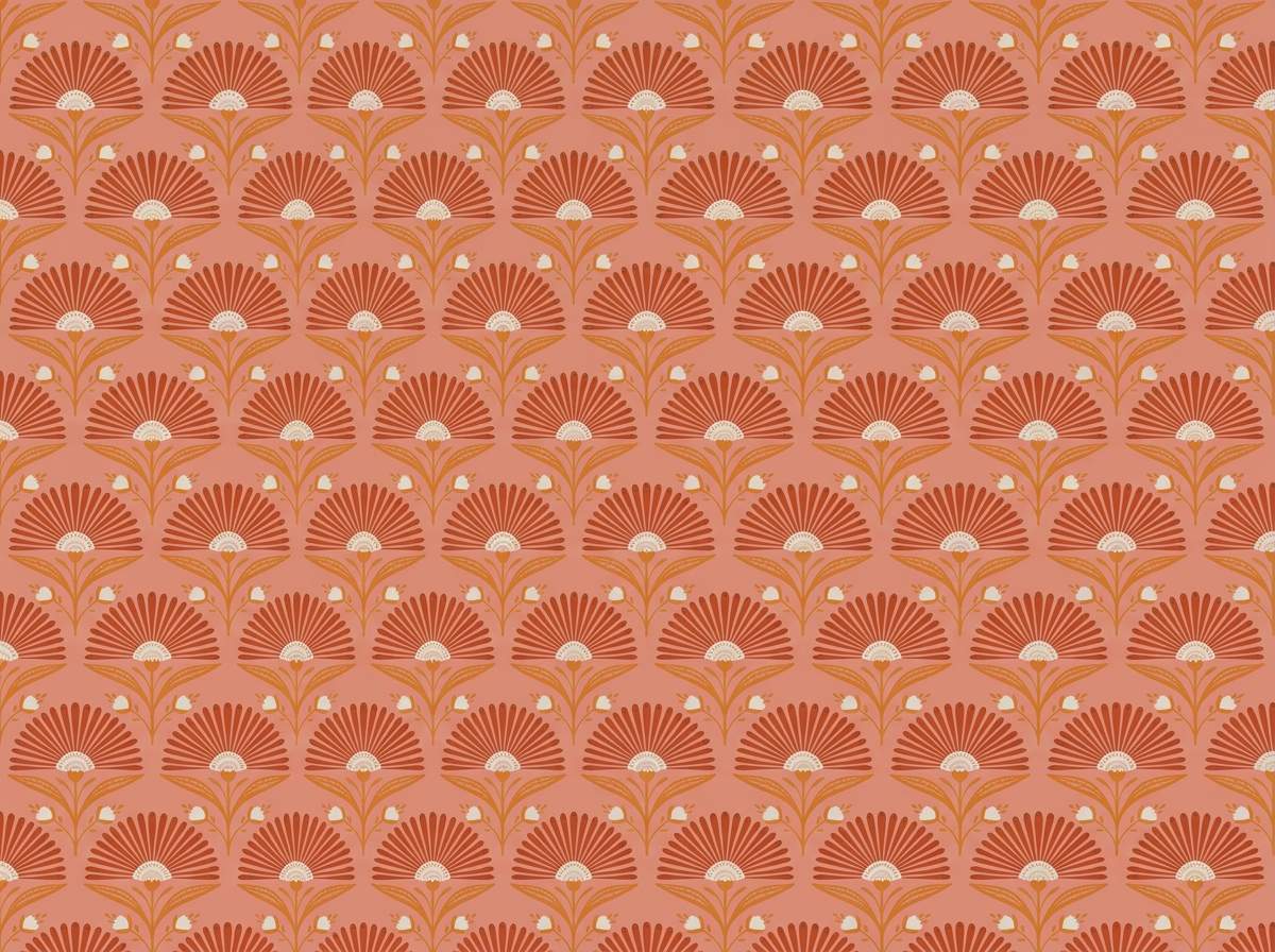 Papier peint art déco terracotta
