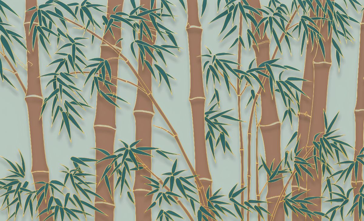 Papier peint effet bambou graphique motif