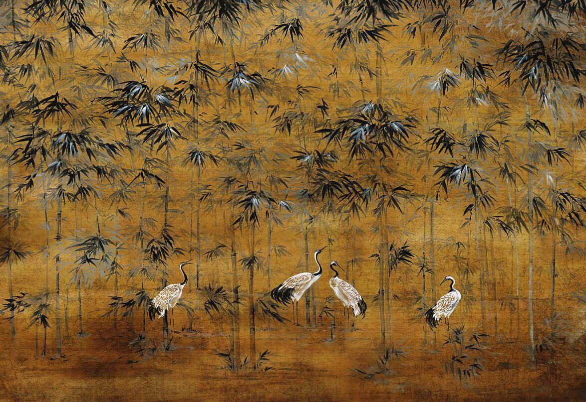 Papier peint bambou jaune