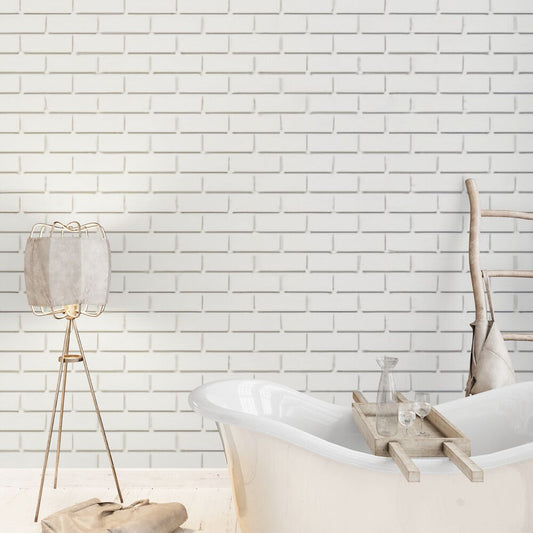 Papier peint brique blanche