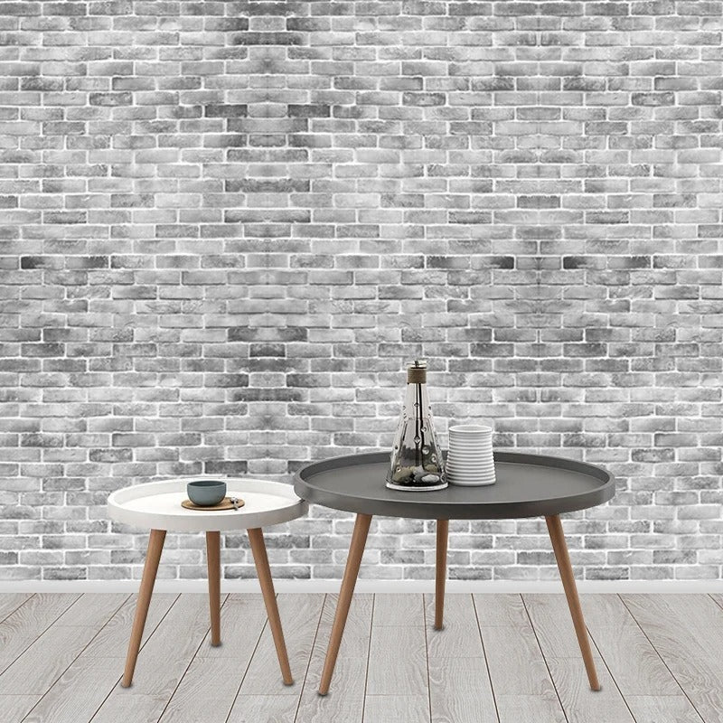 Papier peint brique gris et blanc