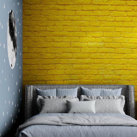 Papier peint brique jaune