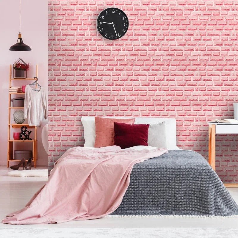 Papier peint brique rose deco