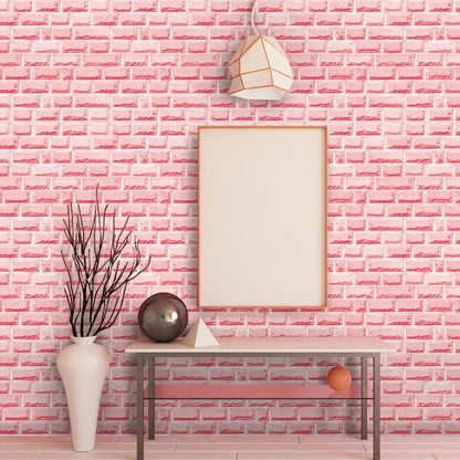 Papier peint brique rose tapisserie