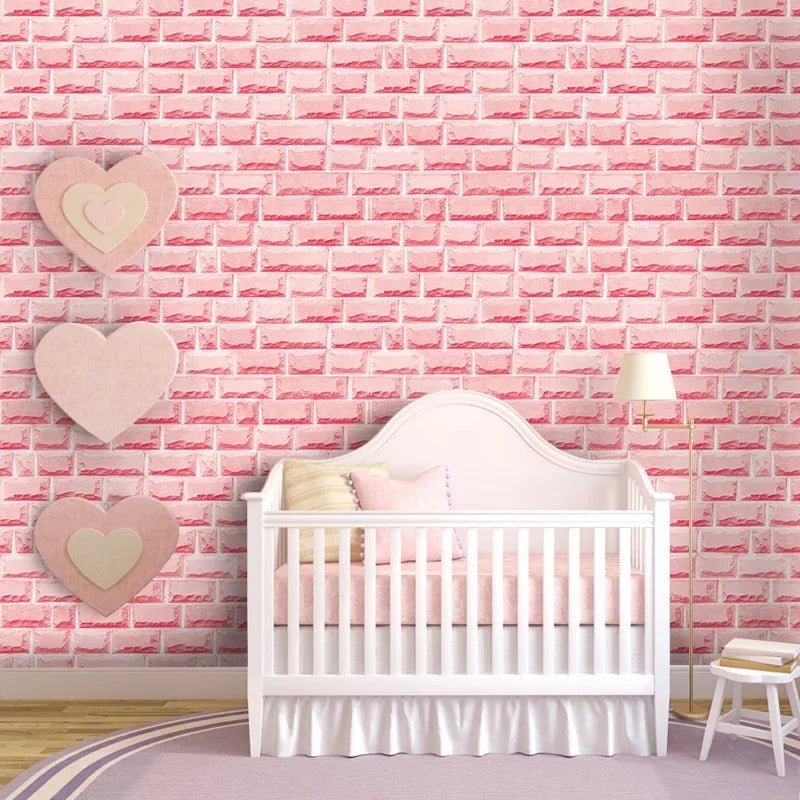 Papier peint brique rose 