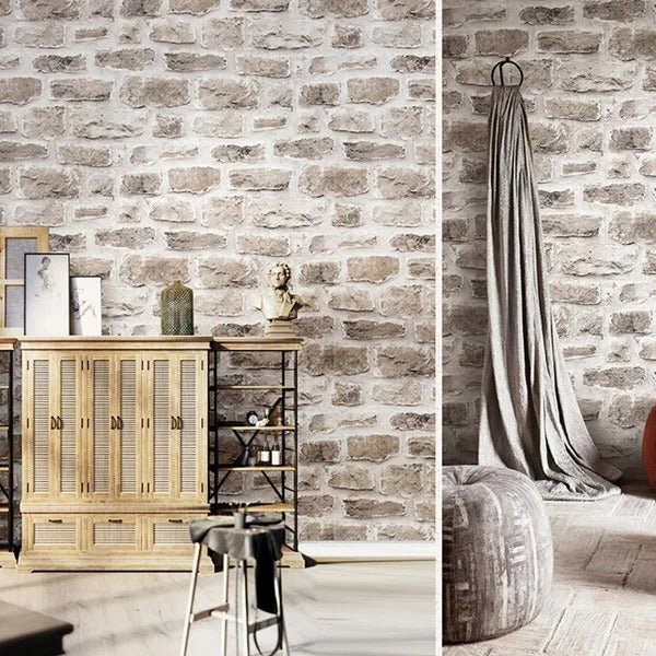 Papier peint brique vintage déco