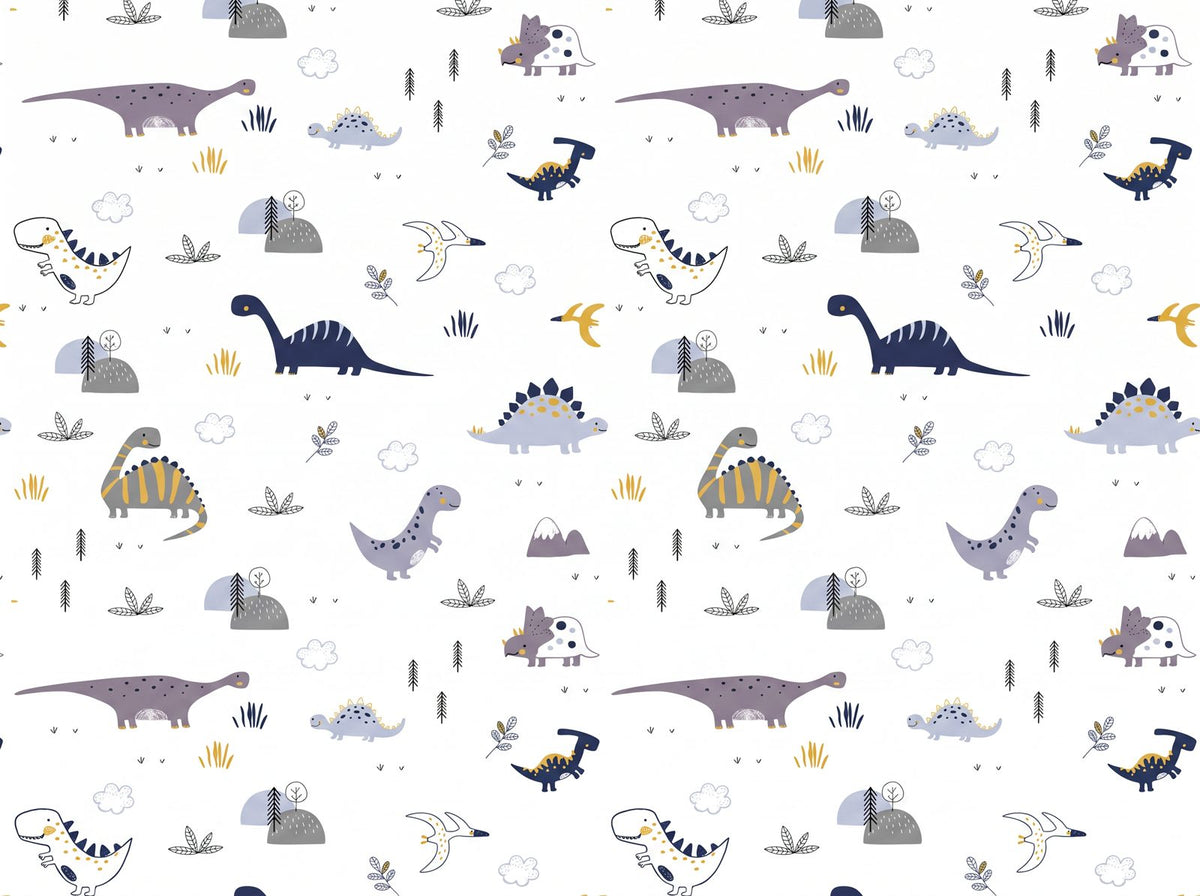 Papier Peint Dinosaure Fond Blanc