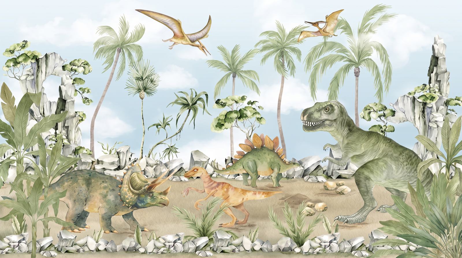 Papier Peint Dinosaure Vert