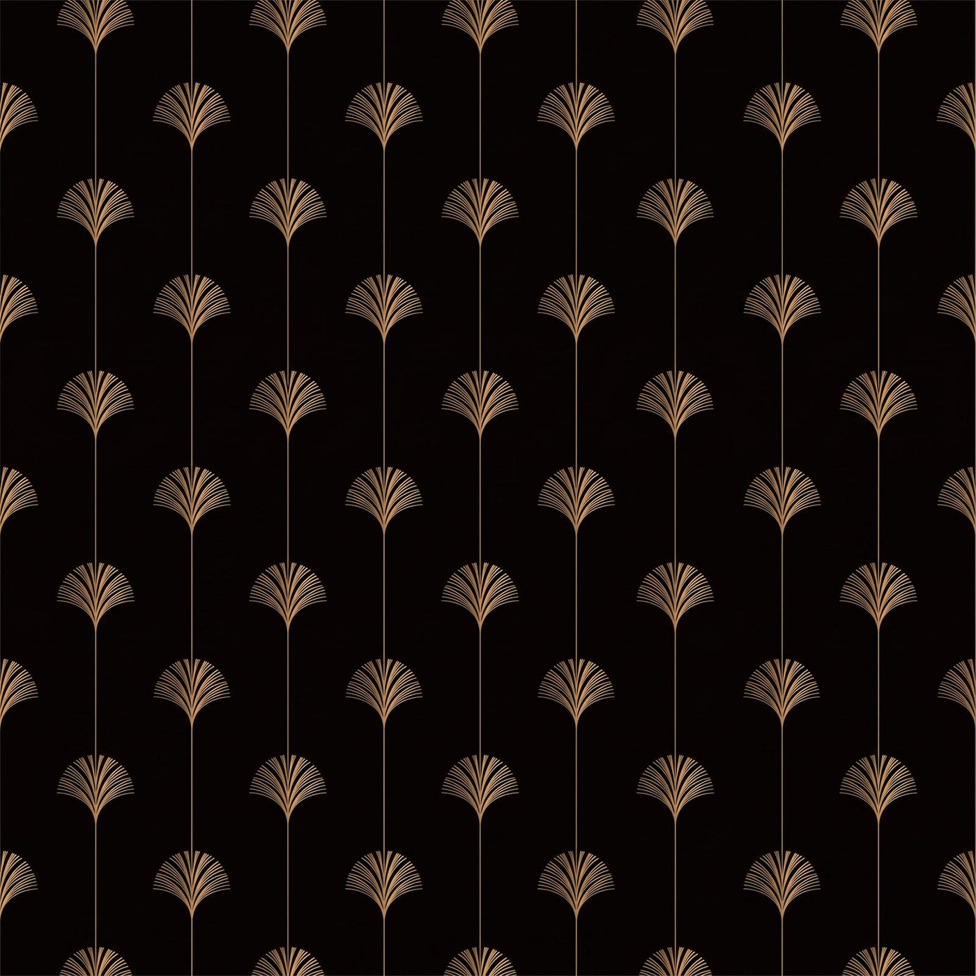 Papier peint éventail noir et or