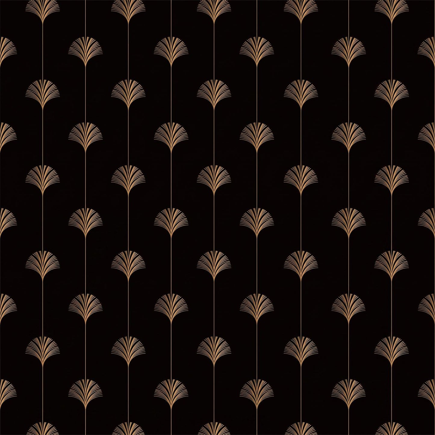 Papier peint éventail noir et or