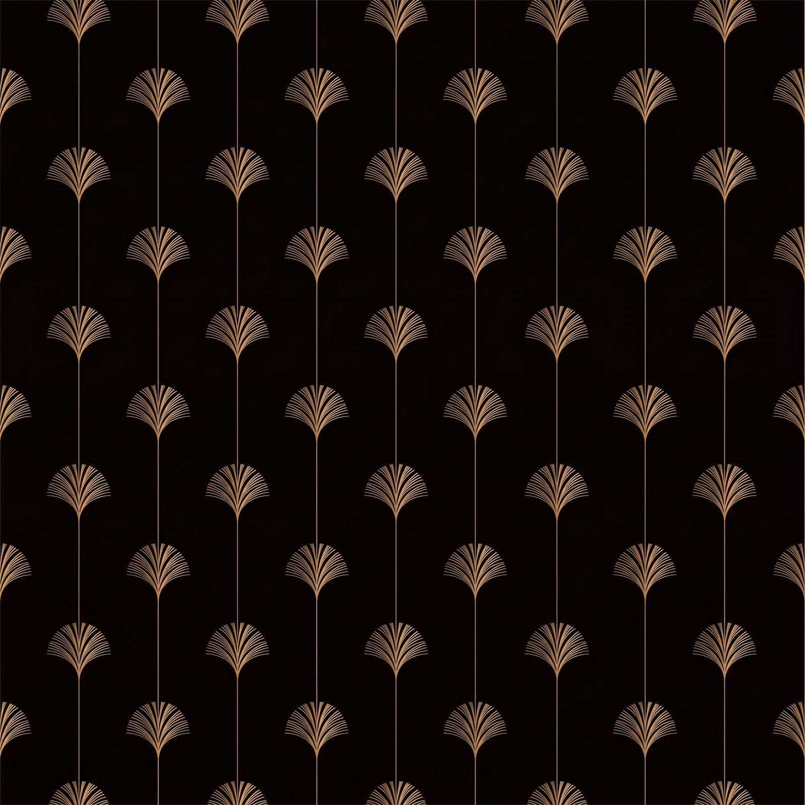 Papier peint éventail noir et or