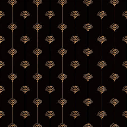 Papier peint éventail noir et or
