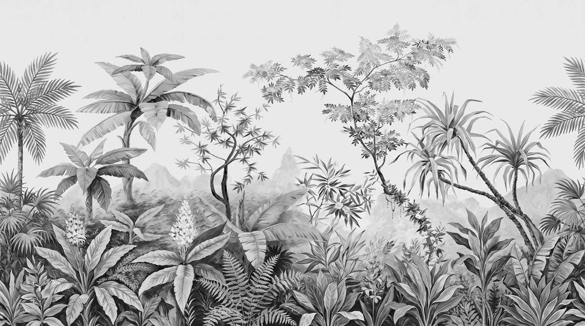 Papier Peint Exotique Noir Et Blanc