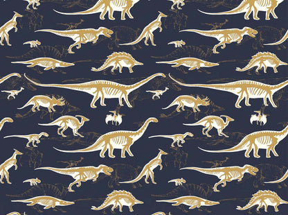 Papier peint fantaisie dinosaure noir et or