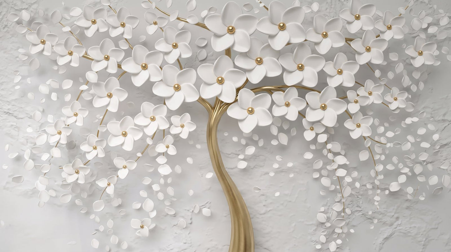 Papier Peint Feuillage Blanc