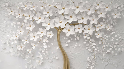 Papier Peint Feuillage Blanc