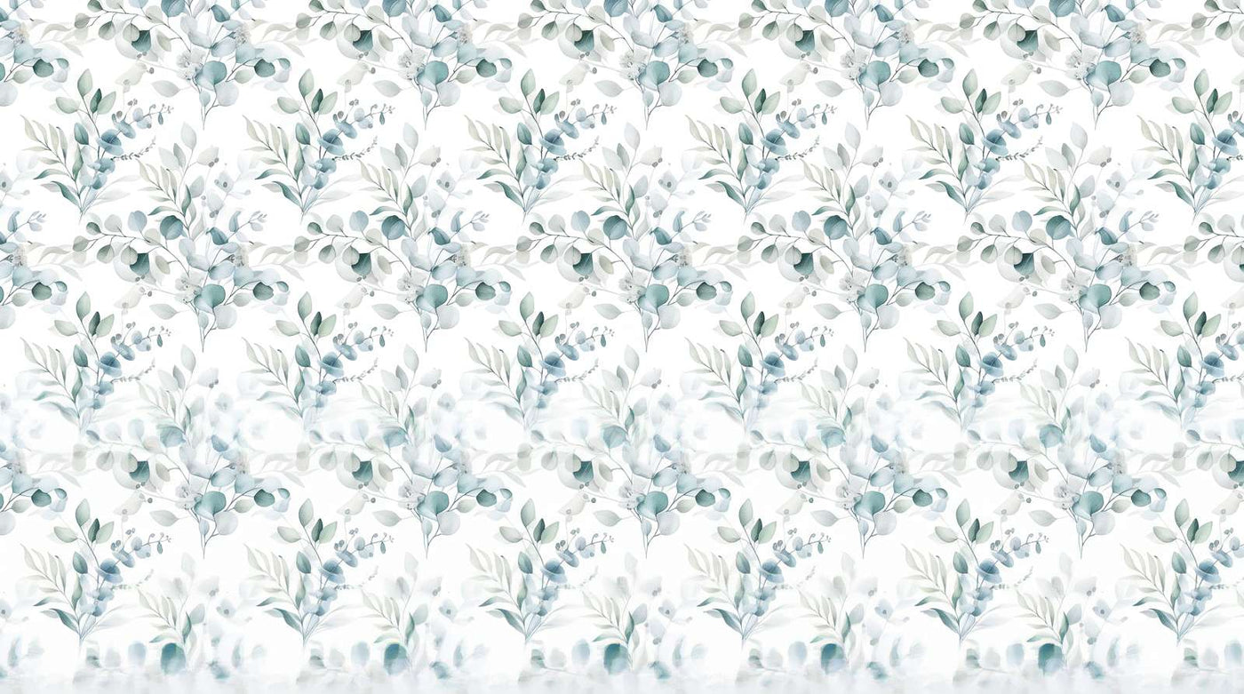Papier Peint Feuillage Bleu Vert
