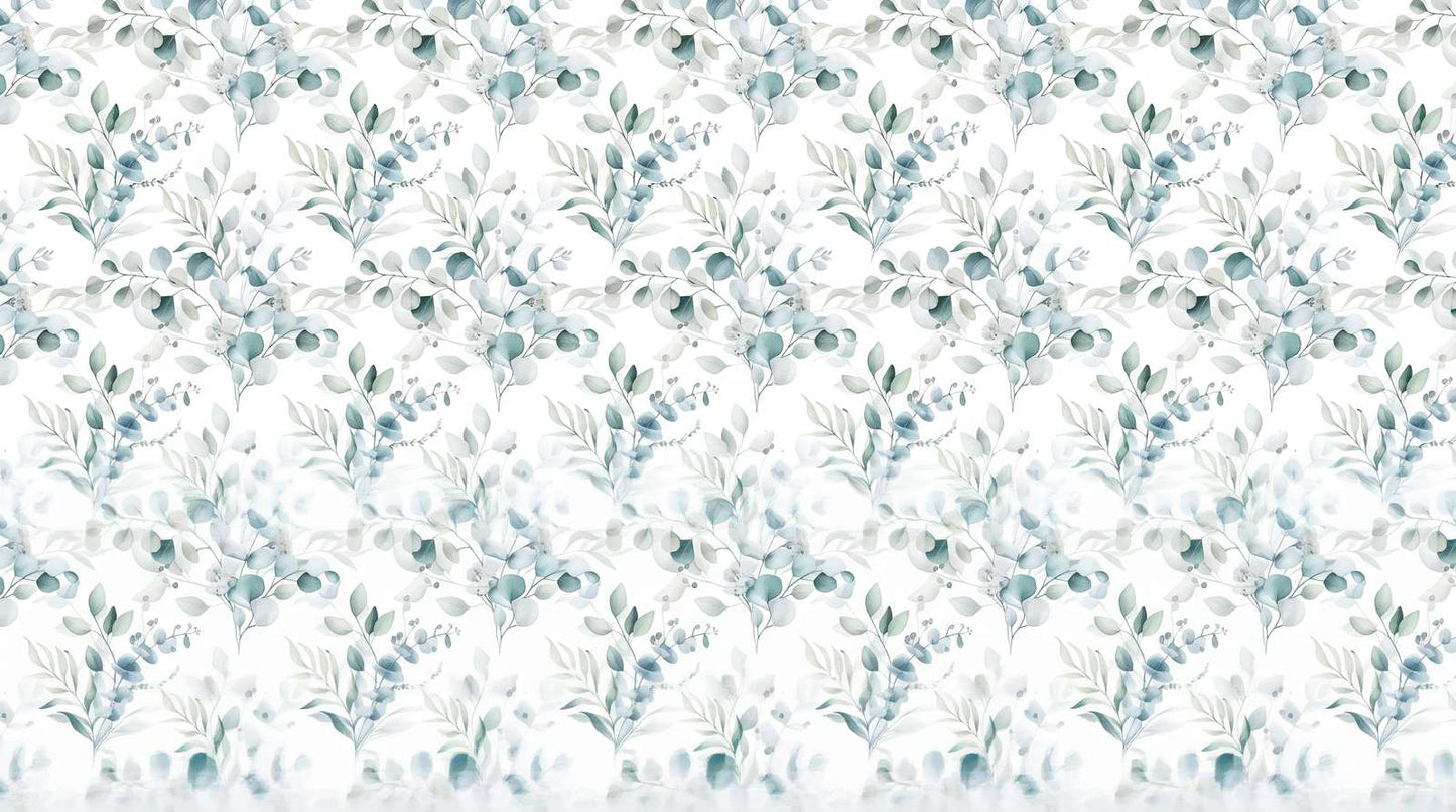 Papier Peint Feuillage Bleu Vert