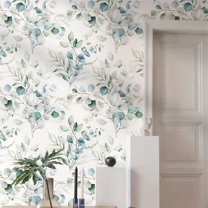 Papier Peint Feuillage Bleu Vert