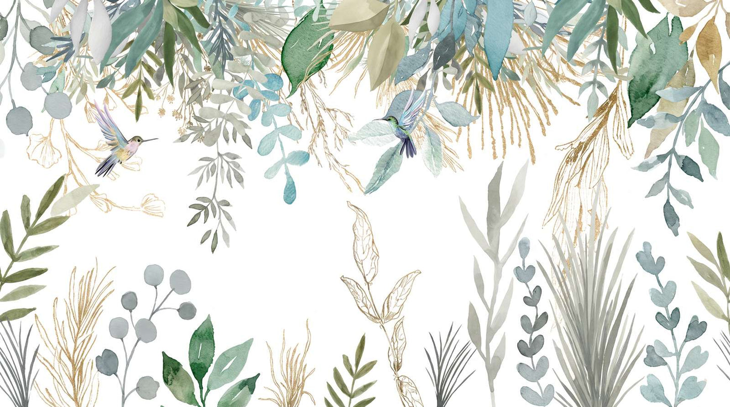 Papier Peint Feuillage et Oiseaux