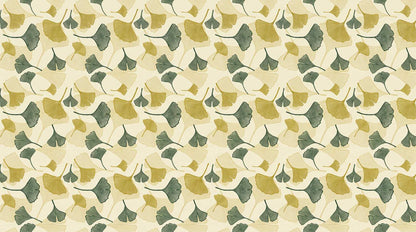 Papier peint feuillage ginkgo bleu vert