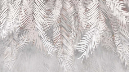 Papier Peint Feuillage Gris et Blanc