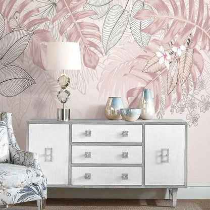 Papier Peint Feuillage Rose