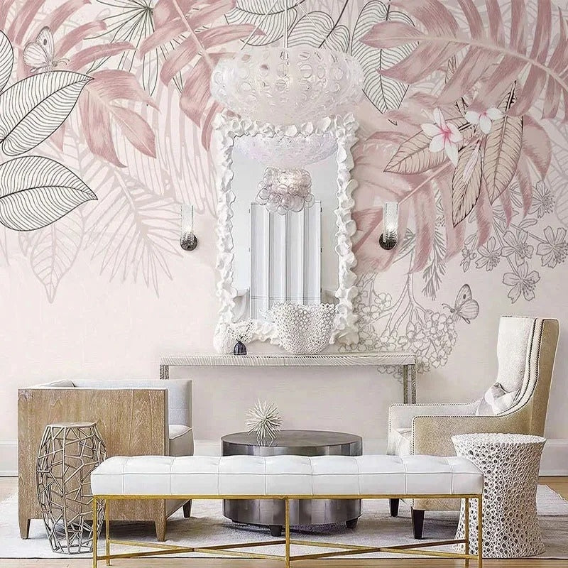 Papier Peint Feuillage Rose