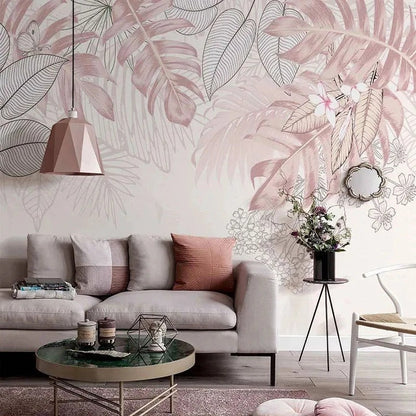 Papier Peint Feuillage Rose