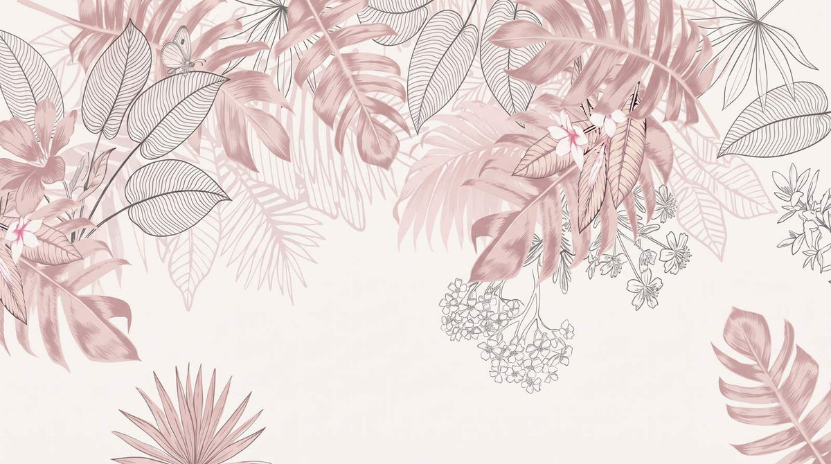 Papier Peint Feuillage Rose