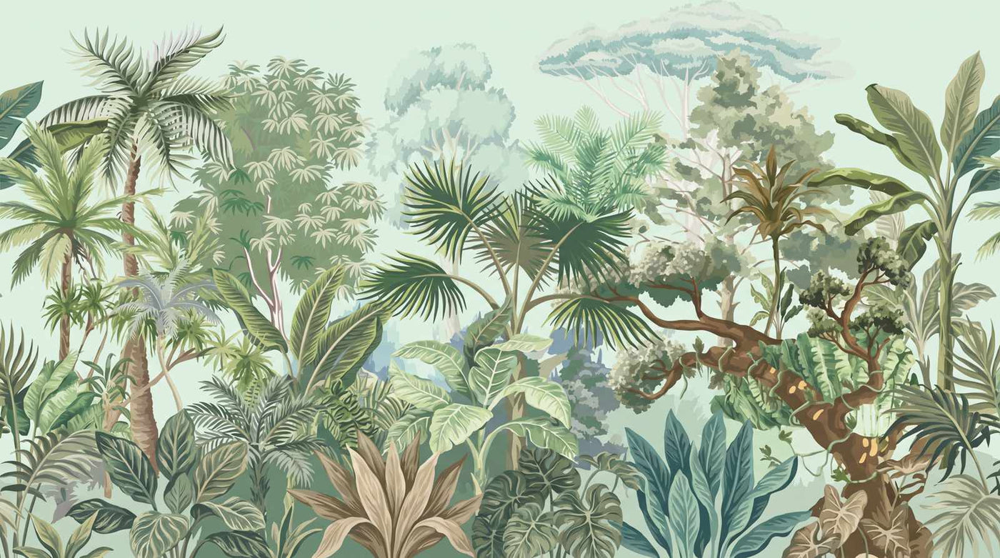 Papier peint feuillage tropical