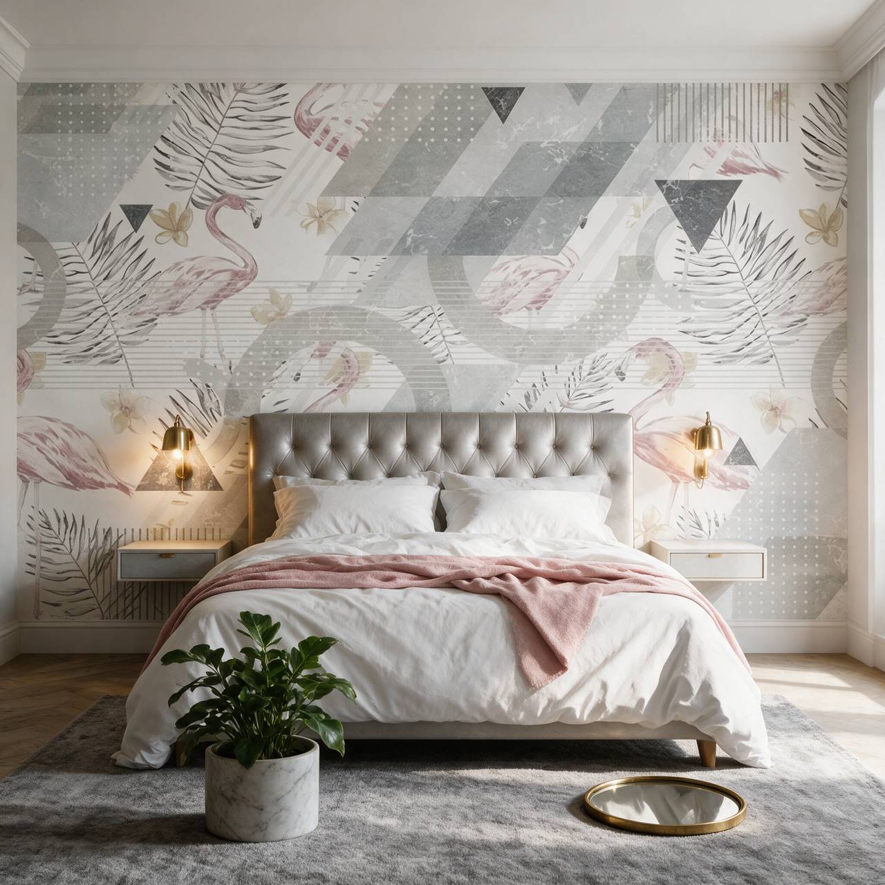 papier-peint-flamant-rose-noir-et-blanc-photo-ambiance