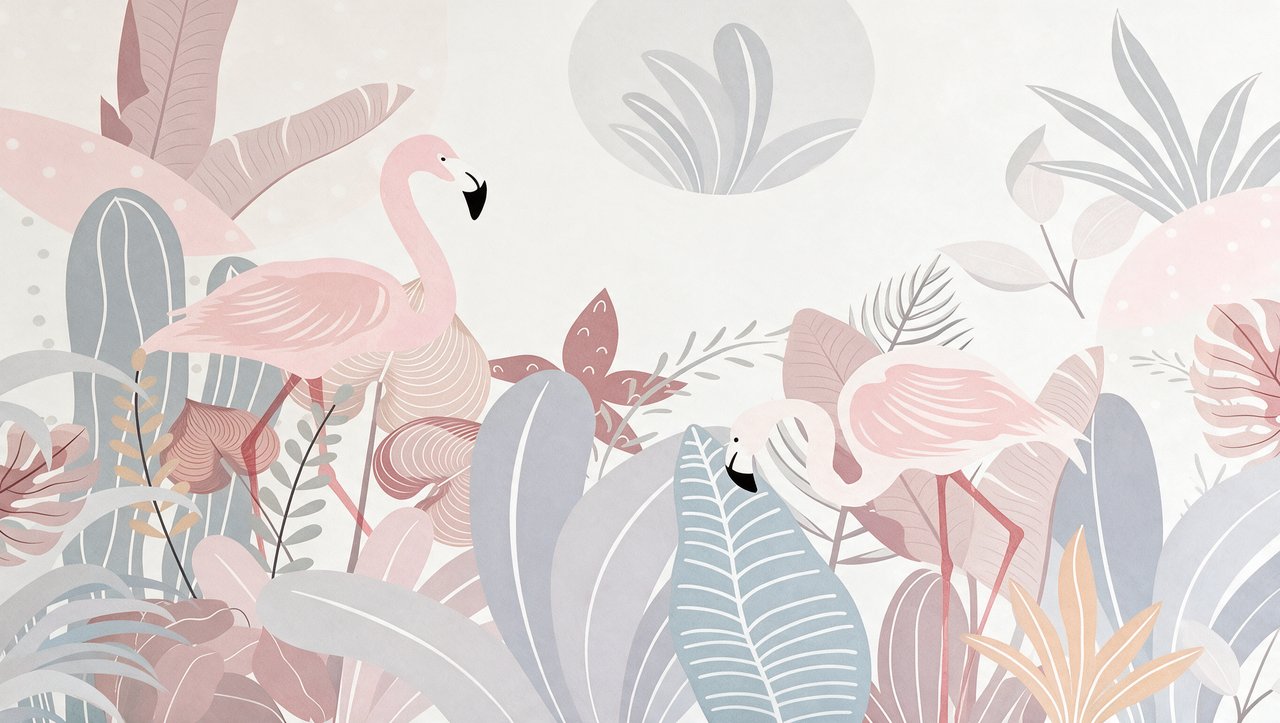 papier-peint-flamant-rose-pour-chambre-d-enfant-motif