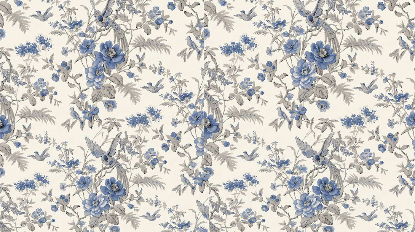 Papier peint fleur bleu