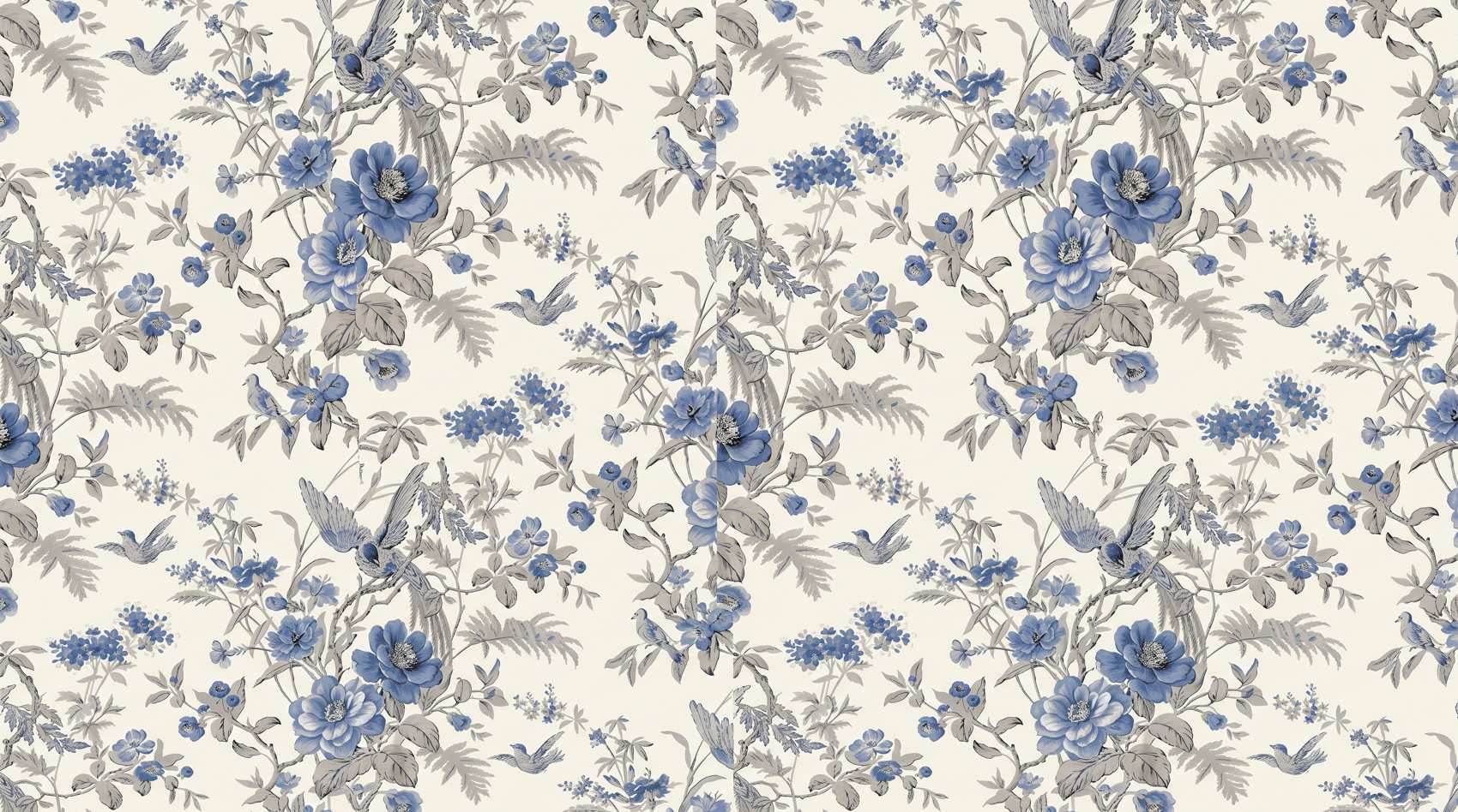 Papier peint fleur bleu