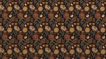 Papier peint fleur marron vintage