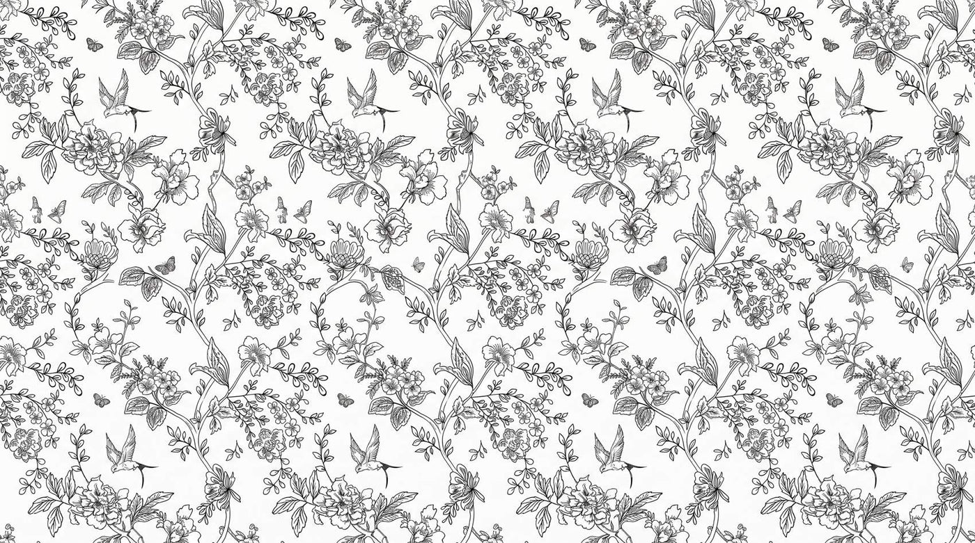 Papier peint fleur noir et blanc