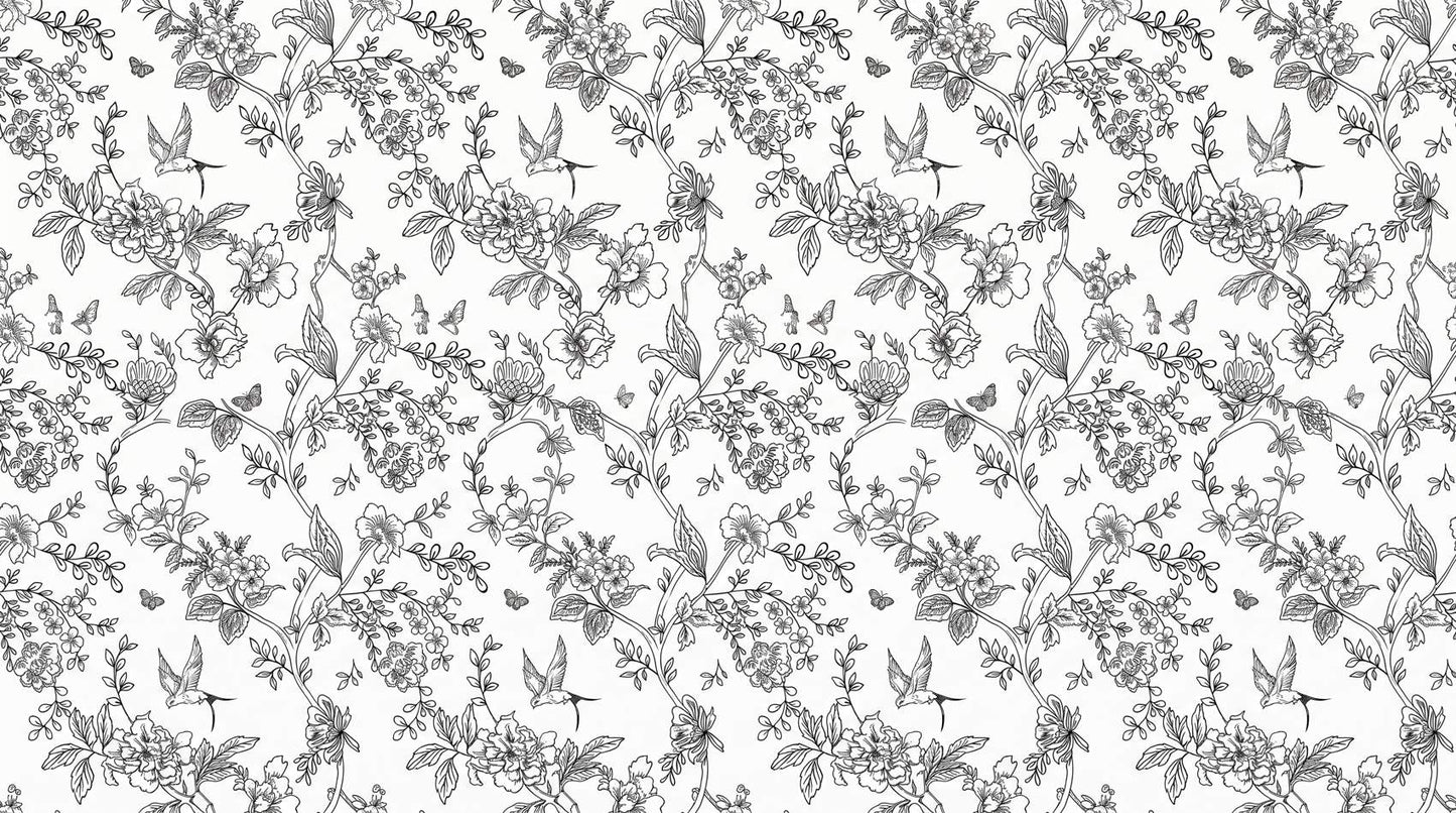Papier peint fleur noir et blanc