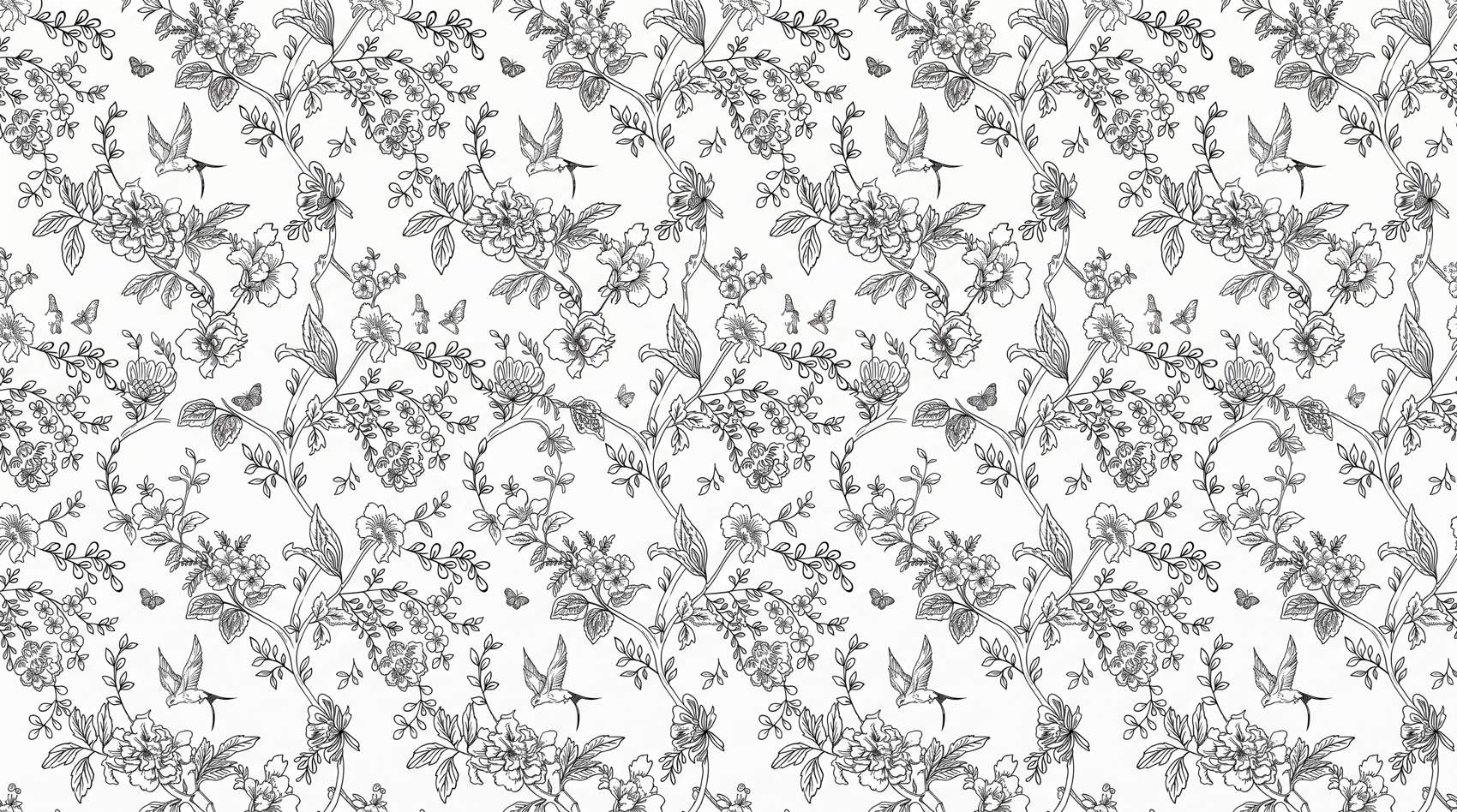 Papier peint fleur noir et blanc