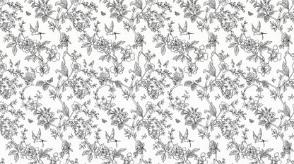 Papier peint fleur noir et blanc
