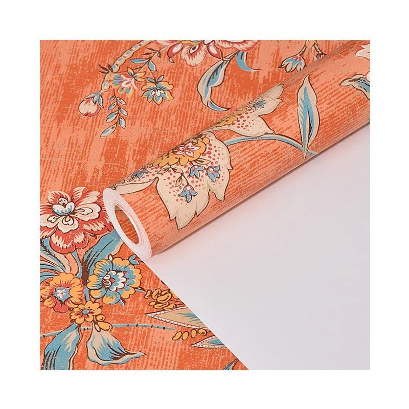 Papier peint fleur orange deco