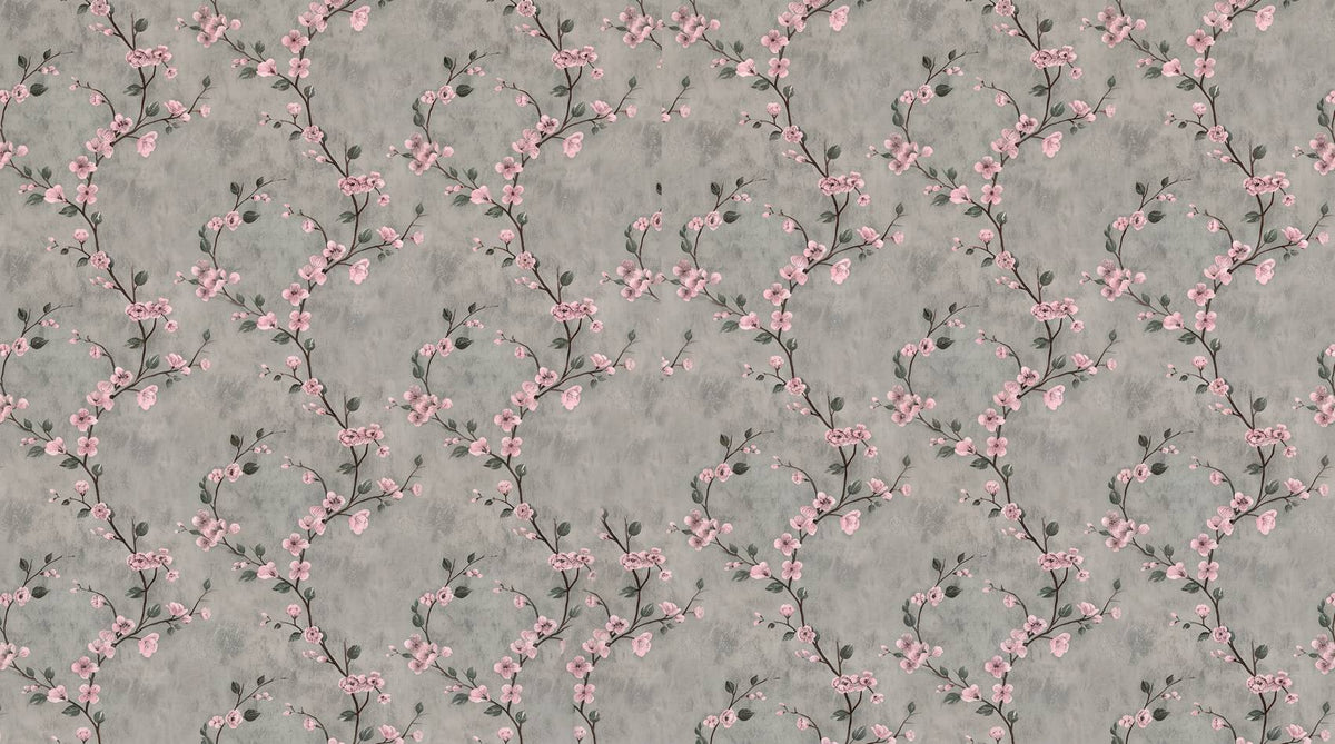 Papier peint fleur vintage noir blanc gris