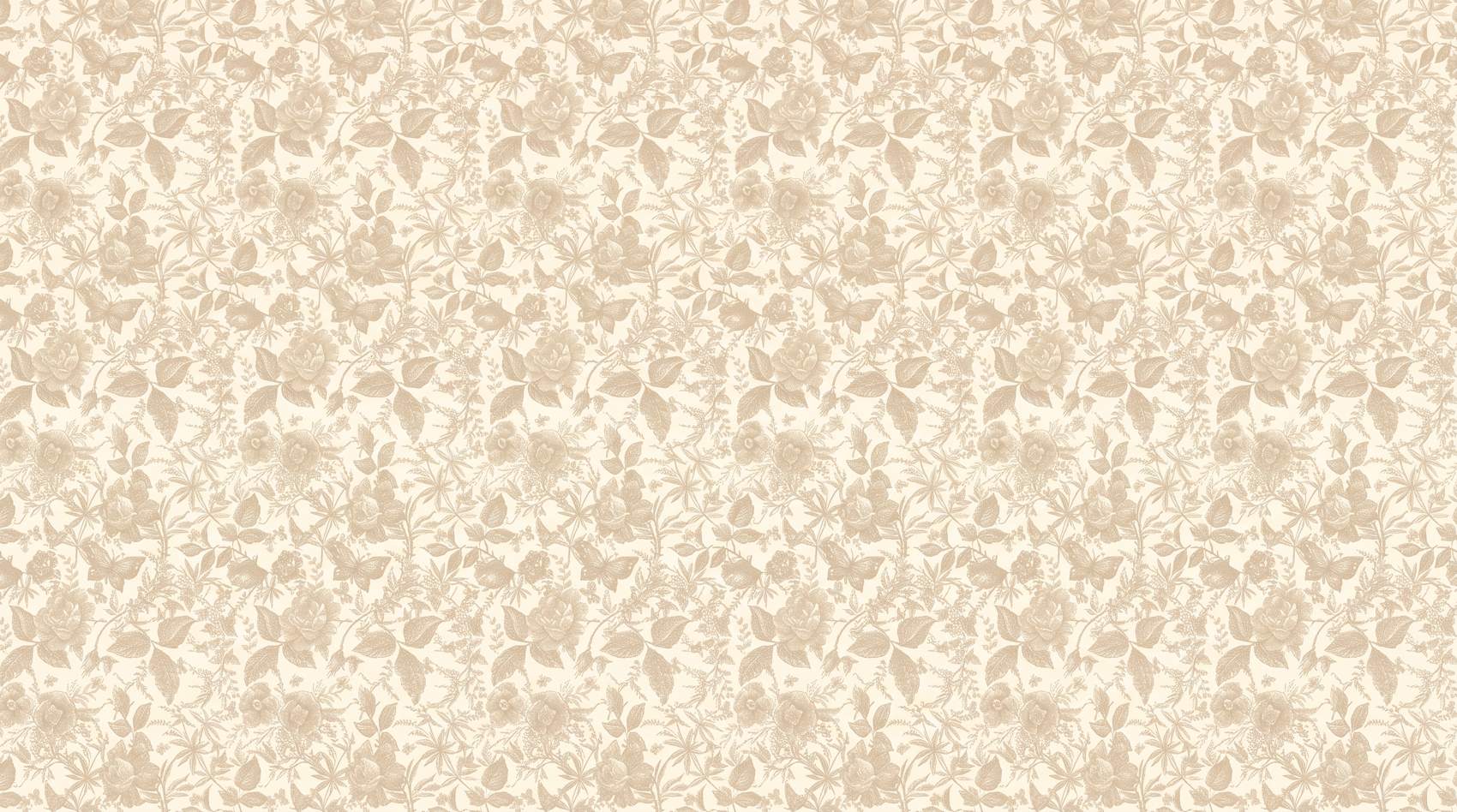 Papier peint fleuri beige