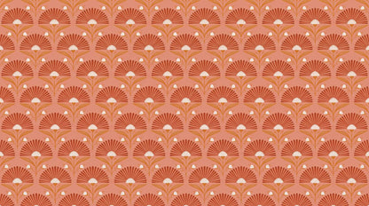 Papier peint fleuri terracotta