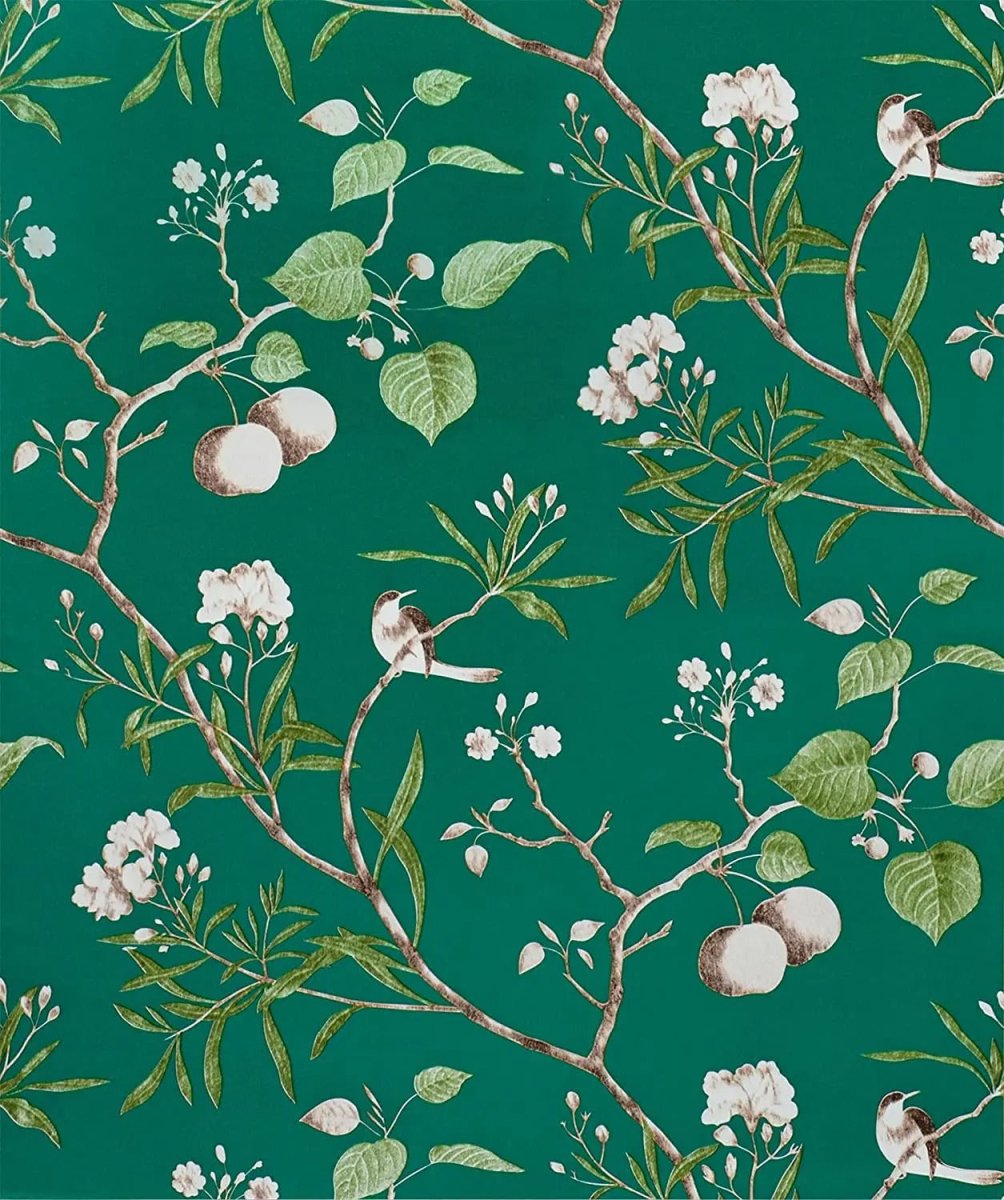 Papier peint fleuri vert décor