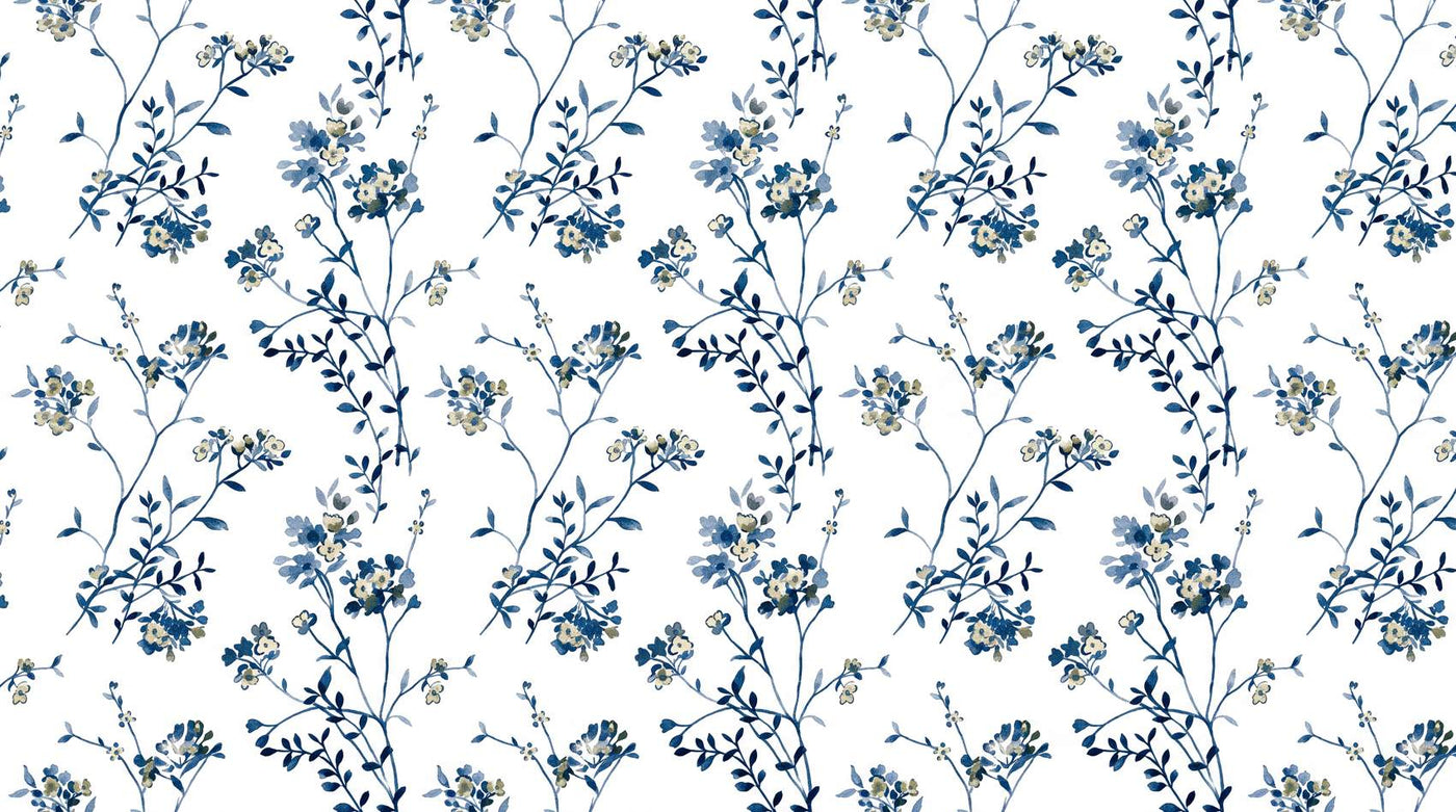 Papier peint fleuri vert d'eau