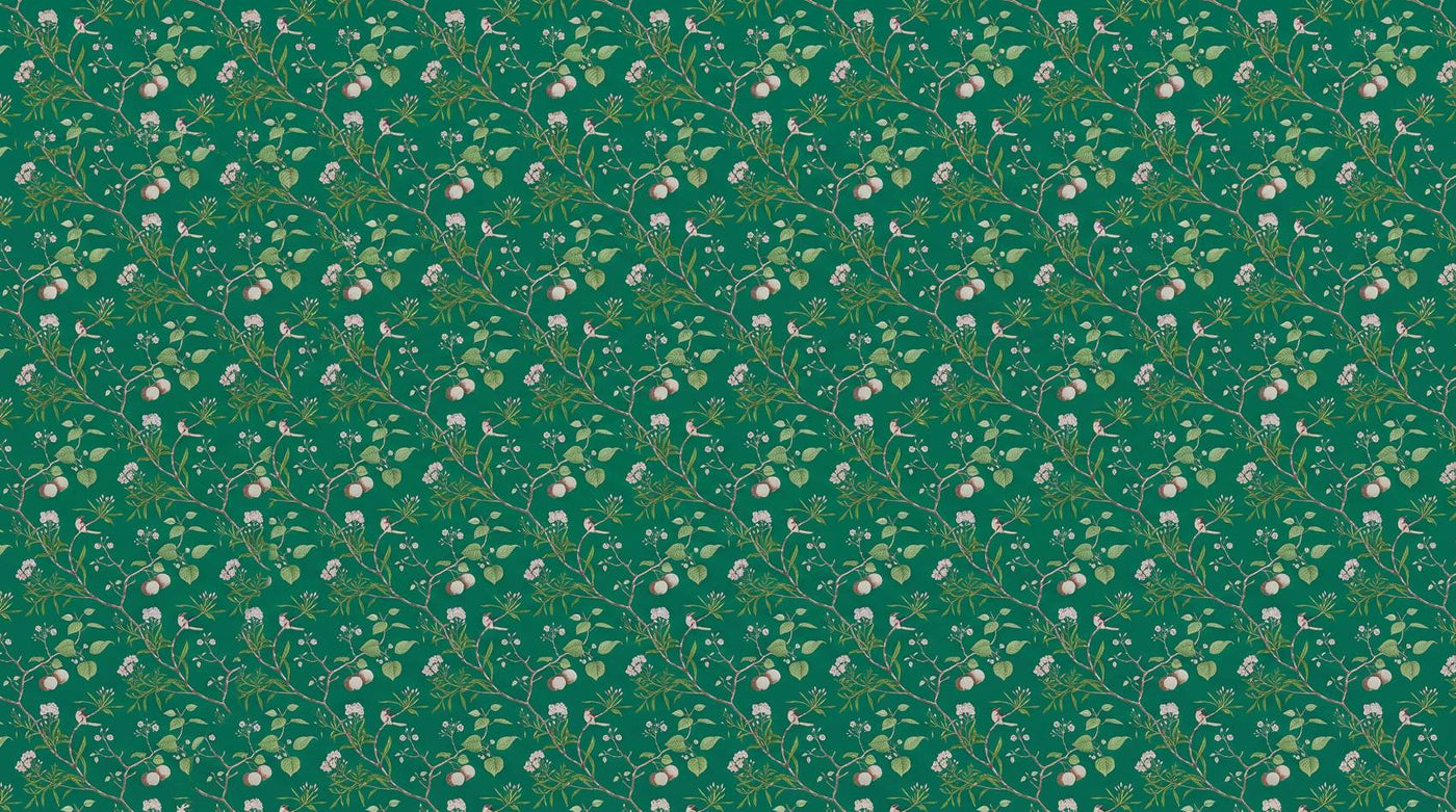Papier peint fleuri vert